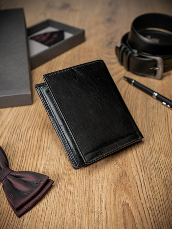 Elegante vertikale Herren Geldbörse ohne Verschluss aus Leder – Rovicky