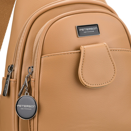 Sportliche beige Damen Gürteltasche Crossbody aus Öko-Leder – Peterson