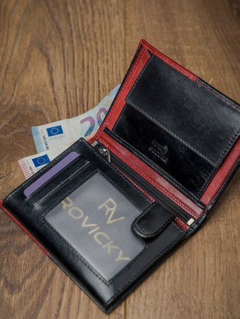 Zweifarbige Herren Geldbörse aus echtem Leder ohne Verschluss – Rovicky