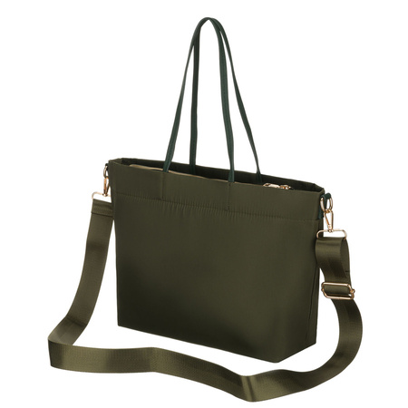 Grüne Damen-Shopper aus Nylon, ein Hauptfach mit abnehmbarem, verstellbarem Gürtel – Peterson