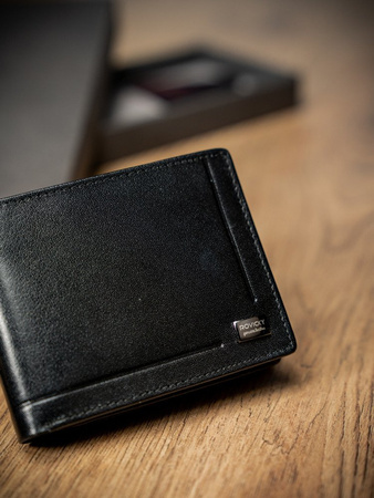 Kompakte schwarze Herren Geldbörse aus hochwertigem Echtleder mit RFID – Rovicky