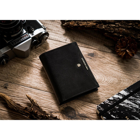 Herren Geldbörse Hochformat, Schwarz, Echtleder – Peterson