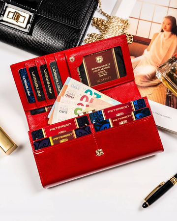 Große Damen Geldbörse aus Leder mit Druckknopf – Peterson