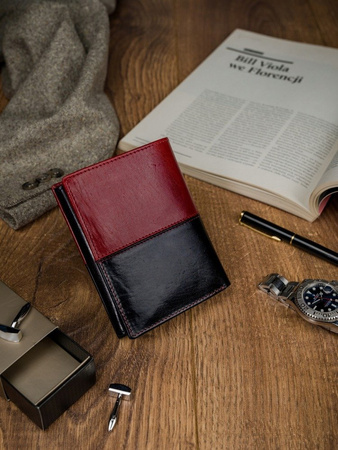 Faltbare vertikale Herren Geldbörse mit RFID aus Echtleder – Rovicky