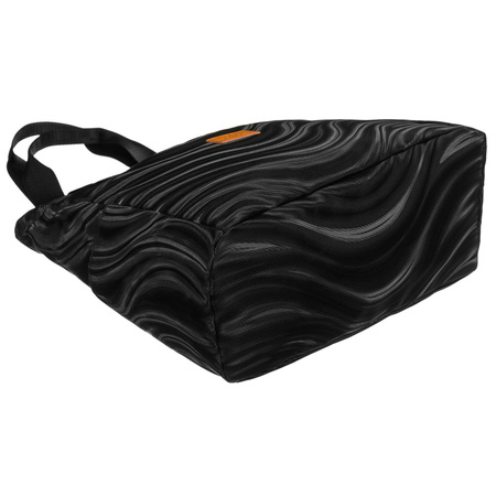 Großer Damen-Shopper aus Polyester in Schwarz mit Wellenmuster – Rovicky