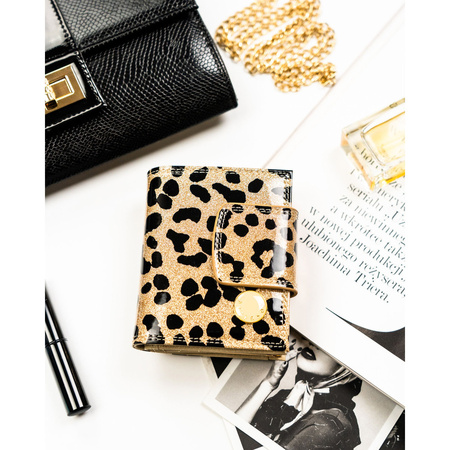 Kleine Damen-Geldbörse aus Öko-Leder und Naturleder in Gold – Peterson