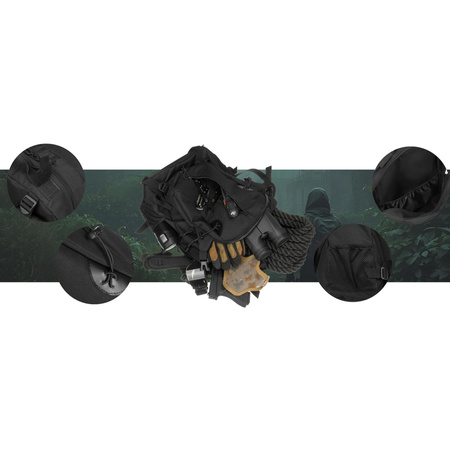 Schwarzer, militärischer Rucksack mit Kompressionsriemen – Peterson