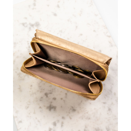 Beige Damen-Geldbörse aus Öko-Leder, quer, mit Druckknopf - Rovicky