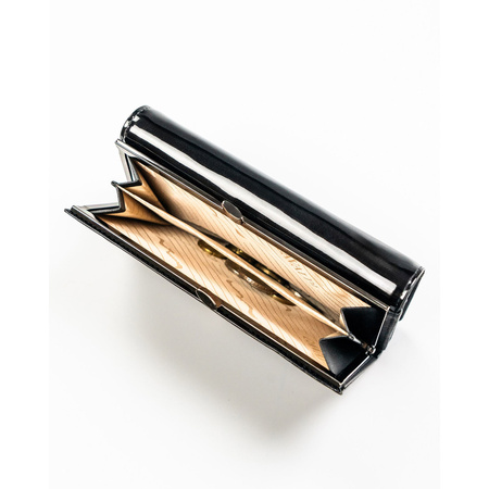 Damen Geldbörse groß schwarz aus lackiertem Echtleder – 4U Cavaldi