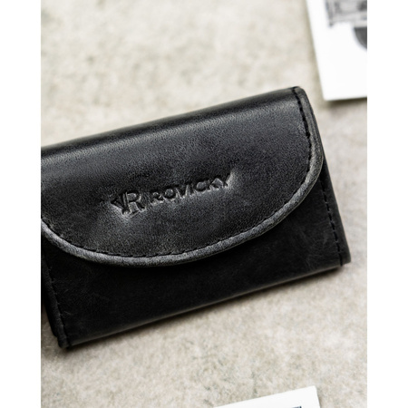 Herren-Geldbörse aus Leder in Schwarz mit RFID-System ausgestattet – Rovicky