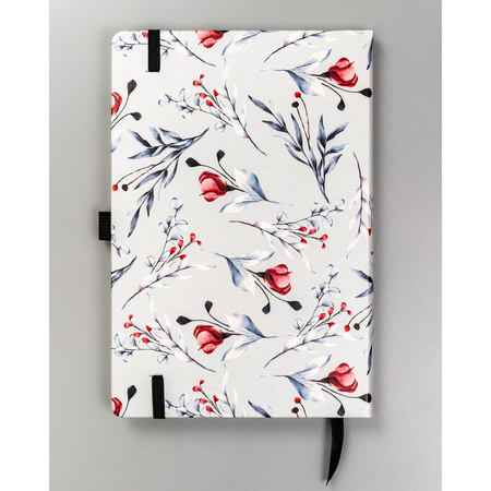 Notizbuch A5 im festen Einband mit Blumenmuster und Gummiband – Peterson