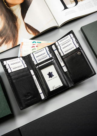 Mittelgroße Damen Geldbörse aus Leder mit Druckknopf – 4U Cavaldi