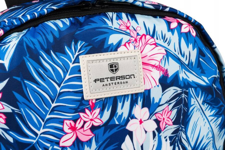 Städtischer Schulrucksack aus strapazierfähigem Polyester mit Pflanzenmuster – Peterson