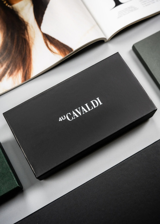 Damen Geldbörse aus Leder im Querformat mit Druckknopf – 4U Cavaldi