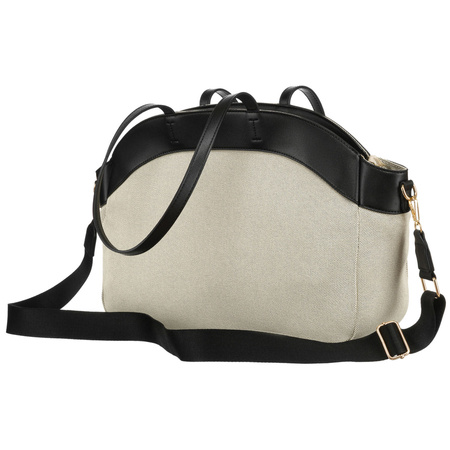 Städtische Damen Tasche aus Echtleder und Polyamidfaser in Beige-Schwarz – Peterson
