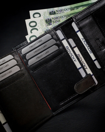 Große, originelle Herren Geldbörse aus Glattleder mit RFID – Rovicky