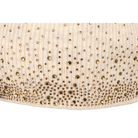 Beanie Mütze mit Kristallen in Beige – Peterson