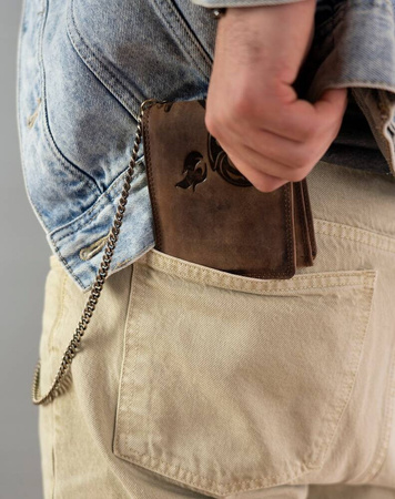 Große Herren Geldbörse aus Leder ohne Verschluss mit Prägung