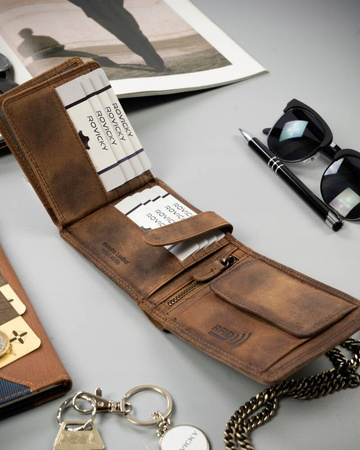 Große Herren Geldbörse aus Leder ohne Verschluss mit Prägung