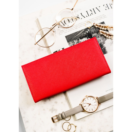 Damen Geldbörse aus Öko-Leder in Rot mit Druckknopf & Bügelverschluss – 4U Cavaldi
