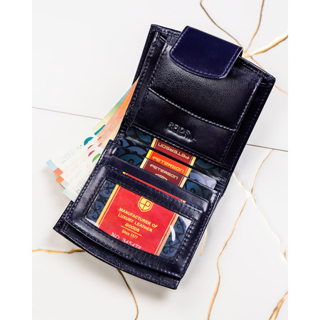 Damen-Geldbörse aus Leder, violett, mit RFID-System, mit Druckknopfverschluss – Peterson