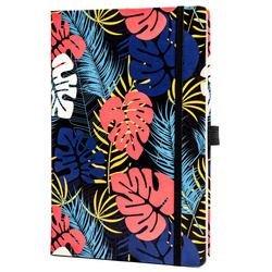 Blumiges, farbenfrohes Notizbuch mit Punktmuster – Peterson