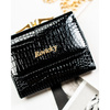 Kleine, schwarze Damen-Geldbörse aus Naturleder mit RFID-System - Rovicky
