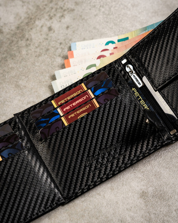 Herren Carbon-Set mit Geldbörse und Schlüsselanhänger – Peterson