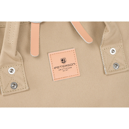 Reisefreundlicher Damen Rucksack aus Polyester in Beige mit verstellbaren Trägern – Peterson
