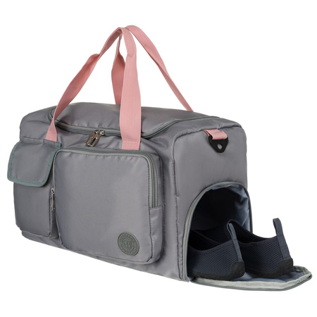 Sport-Reisetasche aus Polyester in Grau-Rosa mit Reißverschluss – Peterson