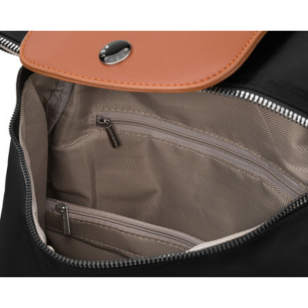 Schwarz-brauner Damen-Rucksack aus Polyester mit Kofferhalter – Peterson