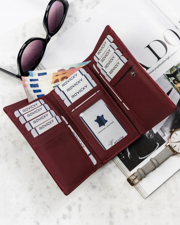 Große Damen Geldbörse aus Leder mit Druckknopf und Bügel – 4U Cavaldi