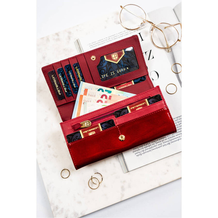 Damen-Geldbörse aus Leder im Saffiano-Stil in Rot – Peterson