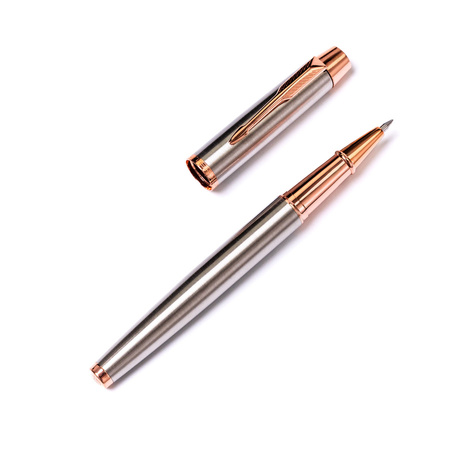 Metallkugelschreiber in Silber-Gold-Farbe mit schwarzer Mine – Peterson