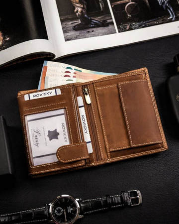 Große Herren Geldbörse aus Leder im Hochformat – Always Wild