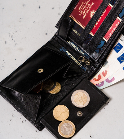 Herren Geldbörse horizontal mit Zierprägung – Peterson