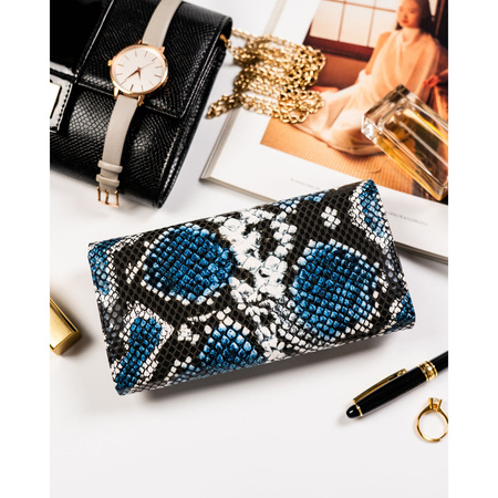 Horizontale Damen Geldbörse aus echtem und Öko-Leder mit Schlangenprägung – 4U Cavaldi