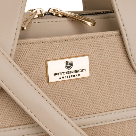Elegante, beige Damen-Handtasche aus synthetischem Material, mit Reißverschluss – Peterson