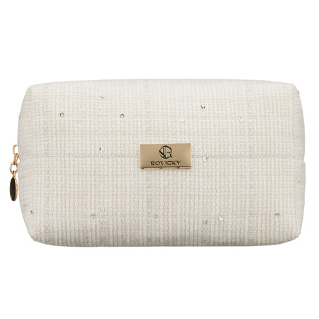 Geräumige Damen-Kosmetiktasche aus synthetischem Material in Beige, mit Reißverschluss – Rovicky