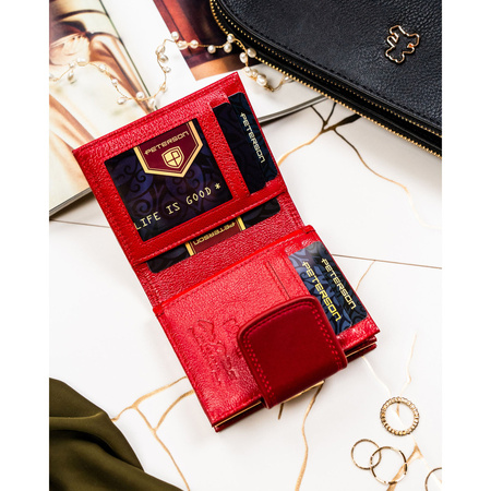 Rote Damen-Geldbörse aus Natur- und Öko-Leder mit RFID-System - Peterson