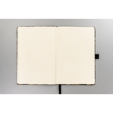 Schwarz-goldenes, punktiertes Notizbuch mit Gummiband – Peterson