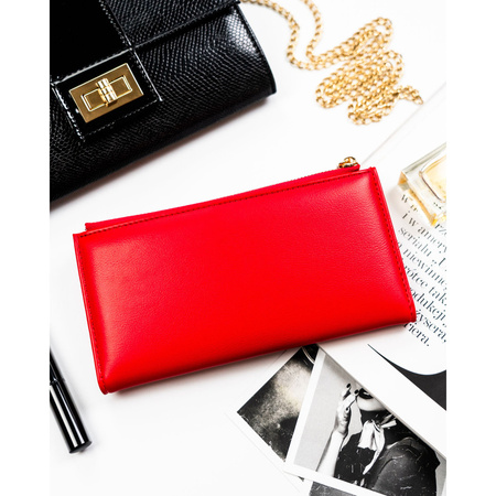 Rote Damen-Geldbörse aus Öko-Leder mit Druckknopfverschluss – Peterson