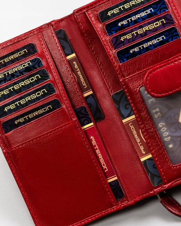 Große Damen Geldbörse aus Leder mit Druckknopf – Peterson