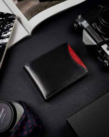 Schlanke Herren Geldbörse aus Glattleder mit Reißverschlussfach – Rovicky