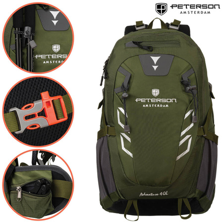 Grüner Adventure Rucksack mit Notfallpfeife – Peterson