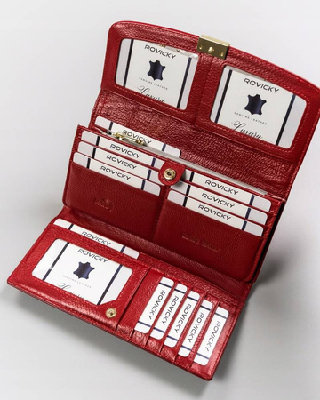 Große Damen Geldbörse aus Leder mit Druckverschluss und RFID – Rovicky