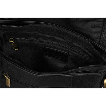 Klassische, schwarze Herren Umhängetasche aus Leder mit verstellbarem Riemen – Peterson