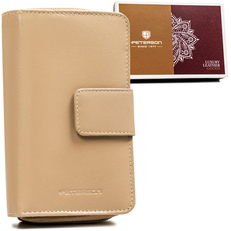 Große Damen Geldbörse aus Leder mit Druckknopf – Peterson