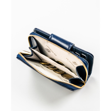 Dunkelblaue Damen Geldbörse aus Öko-Leder mit RFID-Schutz – Peterson