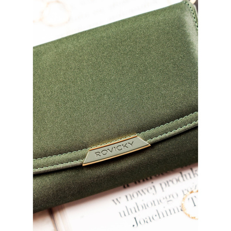 Damen-Geldbörse aus Öko-Leder in Grün, mit Druckverschluss - Rovicky